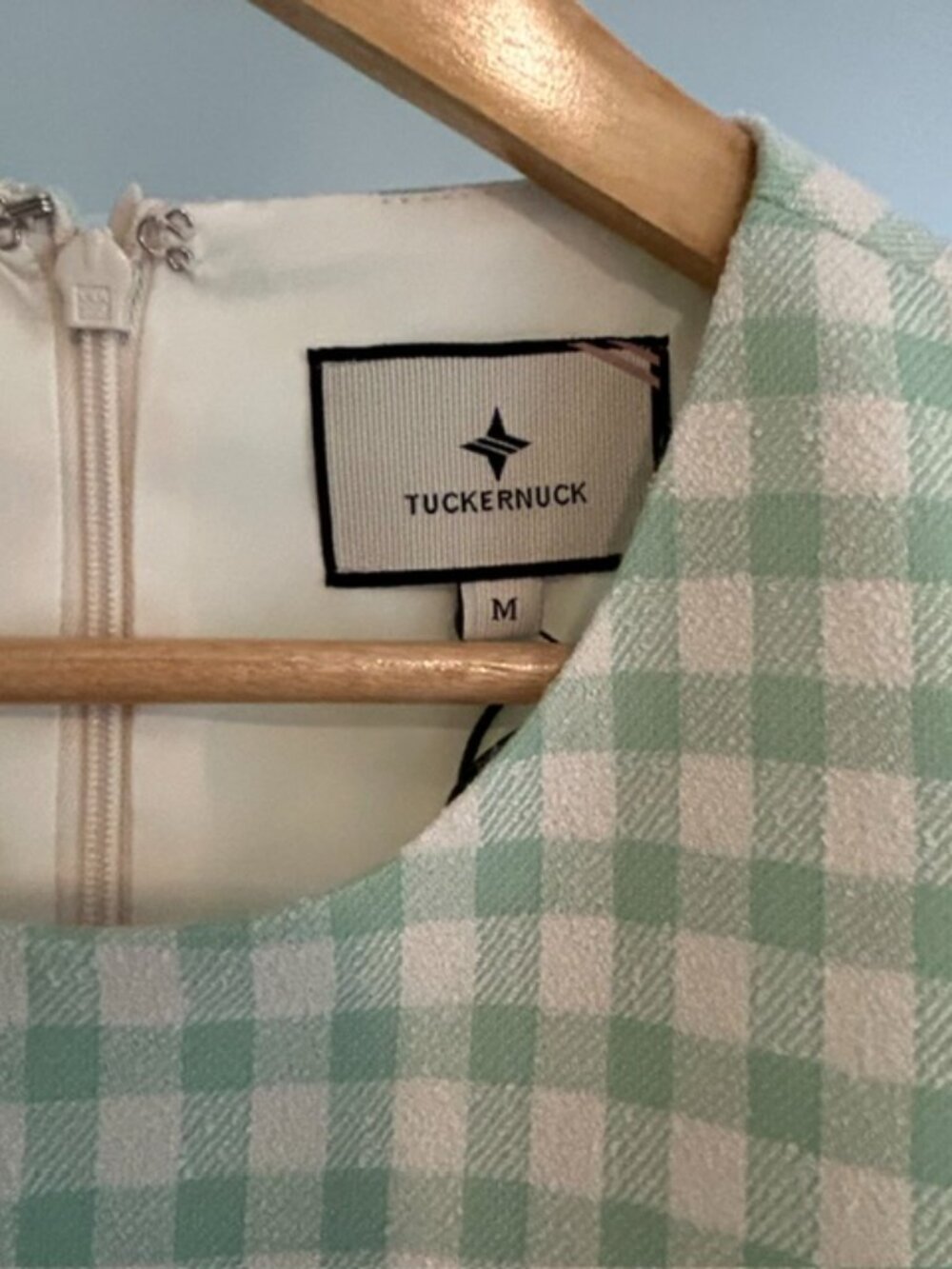 Tuckernuck Julep Gingham Sconset Dress NWT Medium Green White Shift Dress - Picture 2 of 6